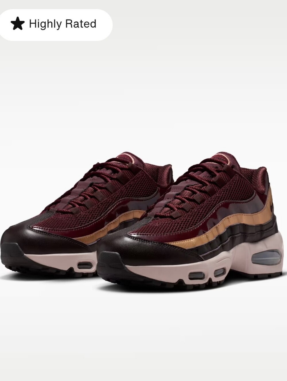 Nike Air Max 95 Big Bubble SE Women's Athletic Shoes sz 8 in Burgundy Crush